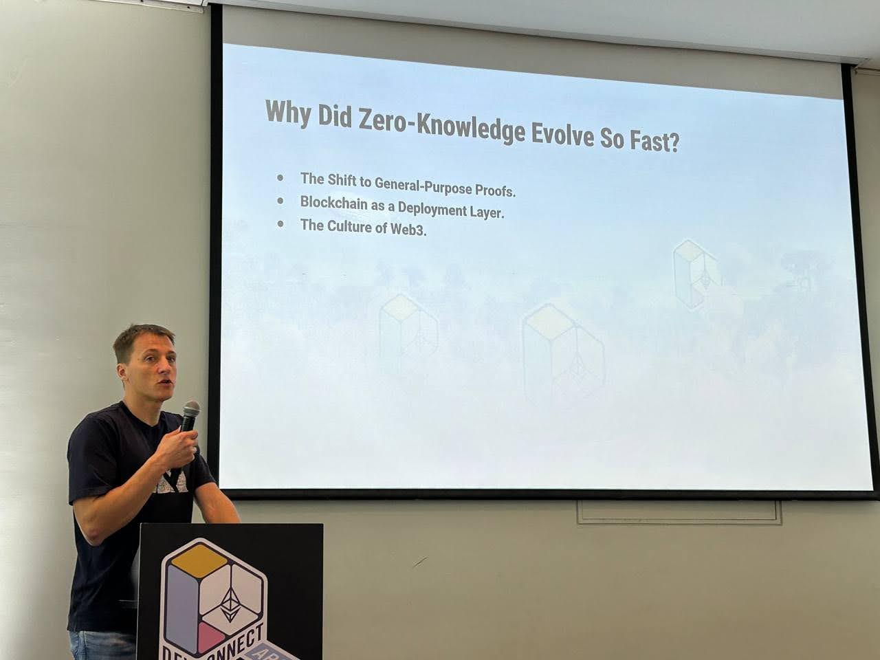 Miha Stopar speaking at Devconnect about zero-knowledge proofs